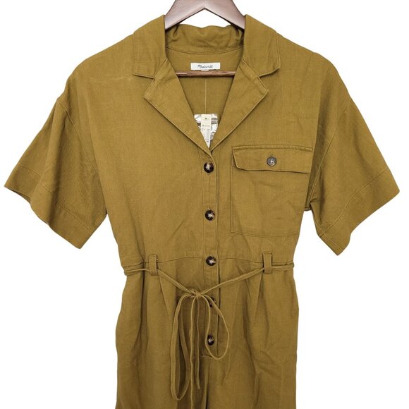 Madewell Belted Safari Romper Womens Size XS Distant Olive NWT - Picture 4 of 8